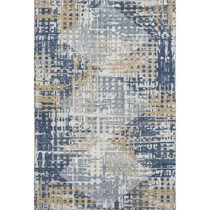 HomeRoots 10' X 14' Navy Blue & Beige Geometric Area Rug – Washable, UV Protected, Stain Resistant & Durable 718394