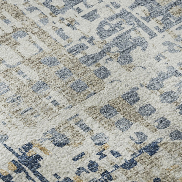HomeRoots 10' X 14' Navy Blue & Beige Geometric Area Rug – Washable, UV Protected, Stain Resistant & Durable 718394