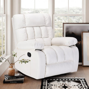 English Elm Recliner Rocker Chair Upholstered with Side Pocket and Footrest for Living Room T3623P438638