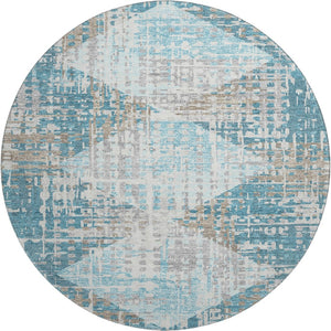 HomeRoots 8' X 10' Teal and Beige Geometric Washable Area Rug with UV Protection for Stylish Home Décor Solutions 718398