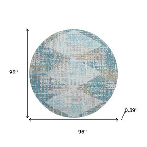 HomeRoots 8' X 10' Teal and Beige Geometric Washable Area Rug with UV Protection for Stylish Home Décor Solutions 718398