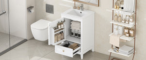 English Elm 20" Modern Bathroom Vanity With Soft-Close Door, Ceramic Sink & Storage Drawer For Small Spaces N725P185452K