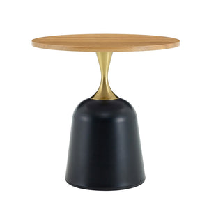 English Elm 23.6 Inch Round Side Table with Metal Base Warm Grain Top for Living Room or Office Wood W2920P407666