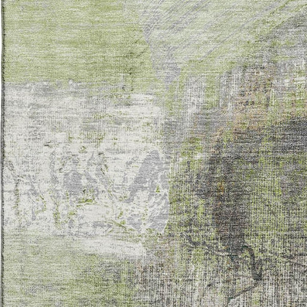 HomeRoots 5' X 8' Sage and Ivory Abstract Washable Area Rug - Durable, UV-Protected, Perfect for Busy Homes! 718402