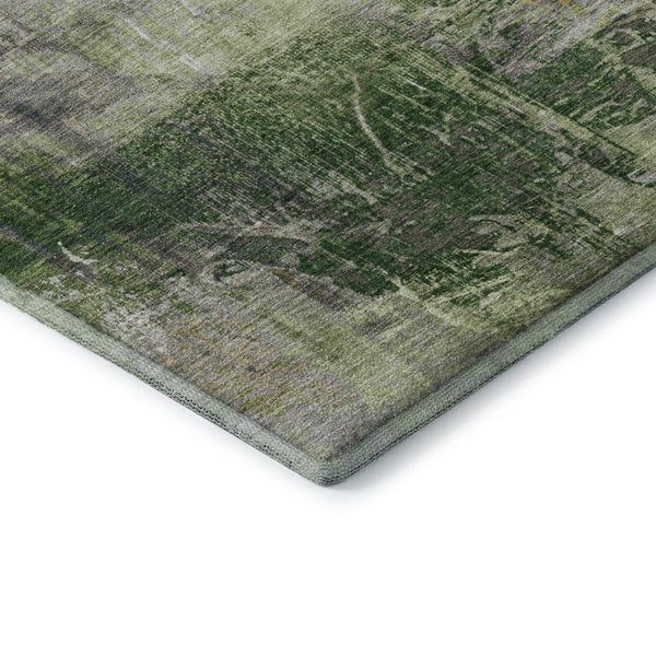 HomeRoots 5' X 8' Sage and Ivory Abstract Washable Area Rug - Durable, UV-Protected, Perfect for Busy Homes! 718402