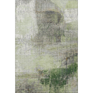 HomeRoots 5' X 8' Sage and Ivory Abstract Washable Area Rug - Durable, UV-Protected, Perfect for Busy Homes! 718402