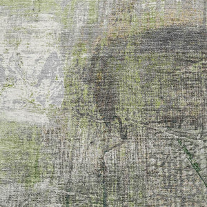 HomeRoots 8' Sage and Ivory Abstract Washable Round Rug - Durable, Stain-Resistant, UV Protected for Busy Homes 718403