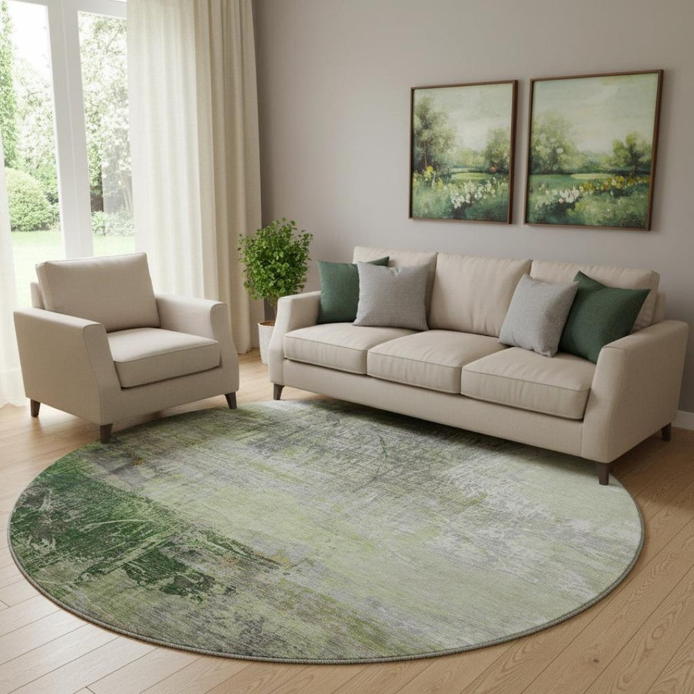 HomeRoots 8' X 10' Sage And Ivory Abstract Area Rug - Durable, Washable, UV-Protected for High-Traffic Homes 718404