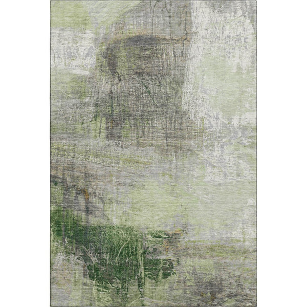 HomeRoots 9' X 12' Sage and Ivory Abstract Washable Area Rug – Durable, Stain-Resistant with UV Protection! 718405