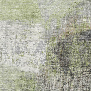 HomeRoots 9' X 12' Sage and Ivory Abstract Washable Area Rug – Durable, Stain-Resistant with UV Protection! 718405