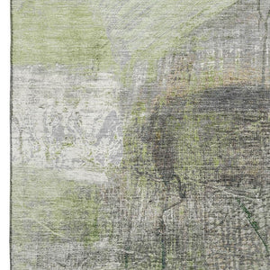 HomeRoots 9' X 12' Sage and Ivory Abstract Washable Area Rug – Durable, Stain-Resistant with UV Protection! 718405