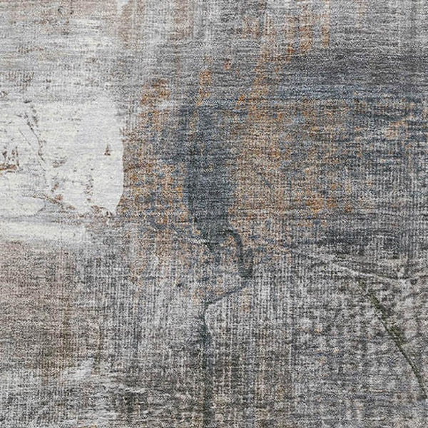 HomeRoots 8' Washable Round Rug in Light Taupe and Gray Abstract Design with UV Protection for Any Room 718409
