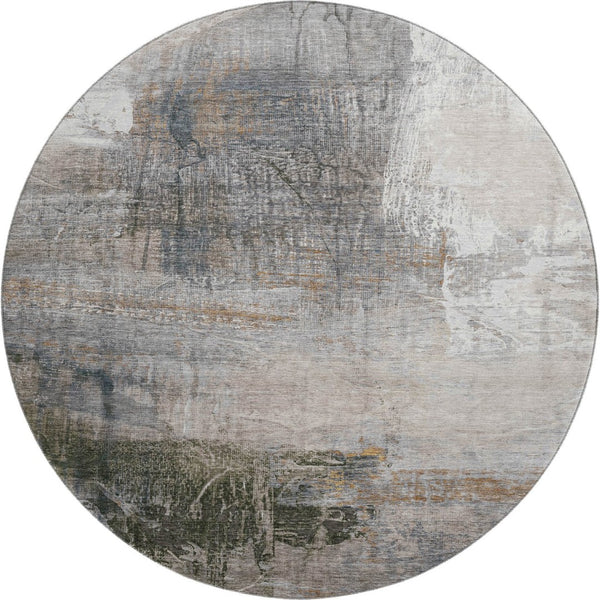 HomeRoots 8' X 10' Stylish Light Taupe & Gray Abstract Washable Area Rug with UV Protection for Homes 718410