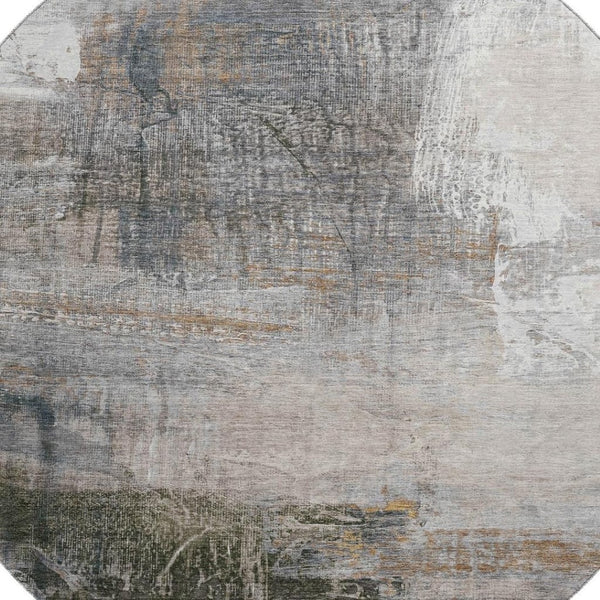 HomeRoots 8' X 10' Stylish Light Taupe & Gray Abstract Washable Area Rug with UV Protection for Homes 718410