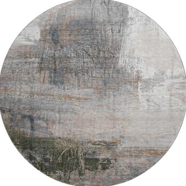 HomeRoots 8' X 10' Stylish Light Taupe & Gray Abstract Washable Area Rug with UV Protection for Homes 718410