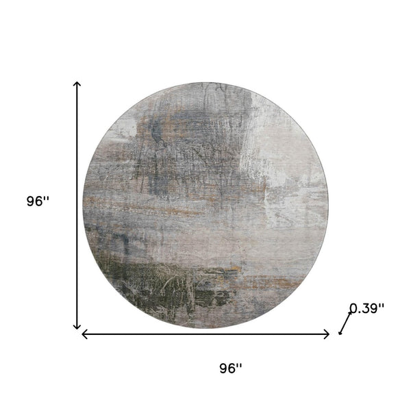 HomeRoots 8' X 10' Stylish Light Taupe & Gray Abstract Washable Area Rug with UV Protection for Homes 718410