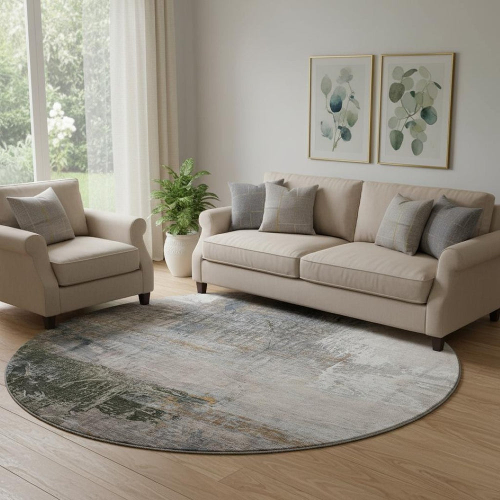 HomeRoots 8' X 10' Stylish Light Taupe & Gray Abstract Washable Area Rug with UV Protection for Homes 718410