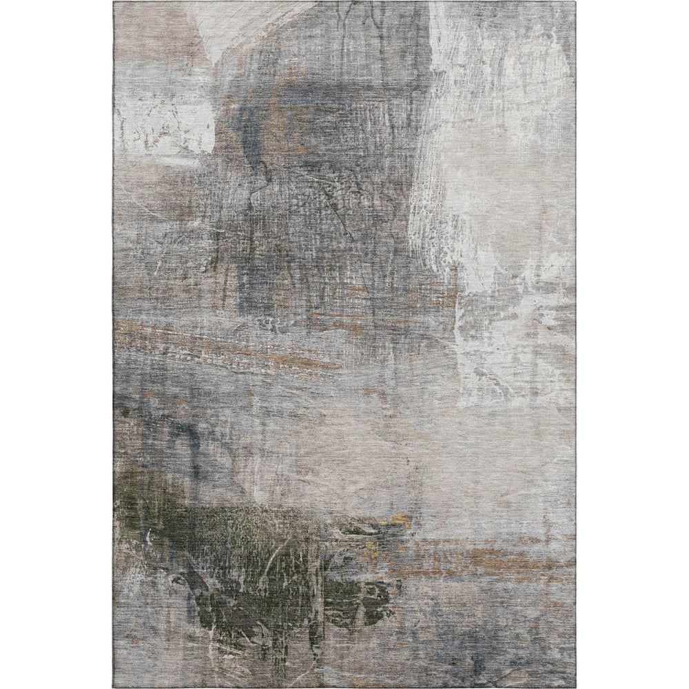 HomeRoots 9' X 12' Light Taupe & Gray Abstract Washable Area Rug - Stylish, Stain-Resistant, UV Protected Home Decor 718411