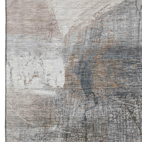 HomeRoots 9' X 12' Light Taupe & Gray Abstract Washable Area Rug - Stylish, Stain-Resistant, UV Protected Home Decor 718411