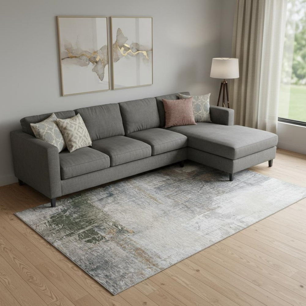 HomeRoots 9' X 12' Light Taupe & Gray Abstract Washable Area Rug - Stylish, Stain-Resistant, UV Protected Home Decor 718411