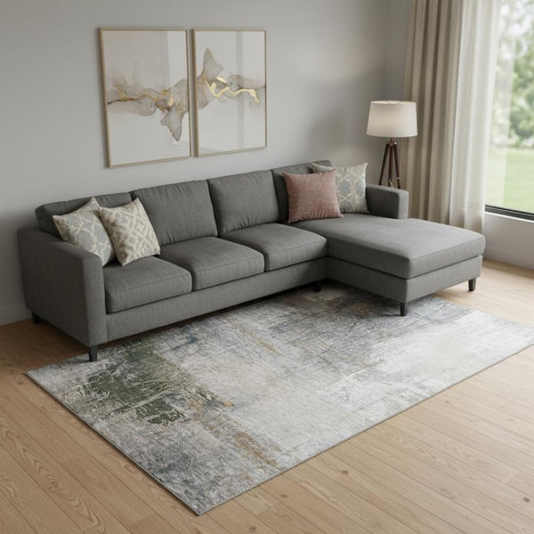 HomeRoots 9' X 12' Light Taupe & Gray Abstract Washable Area Rug - Stylish, Stain-Resistant, UV Protected Home Decor 718411