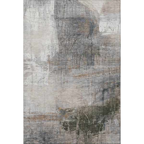HomeRoots 10' X 14' Washable Light Taupe & Gray Abstract Area Rug with UV Protection for Busy Households 718412