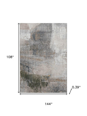 HomeRoots 10' X 14' Washable Light Taupe & Gray Abstract Area Rug with UV Protection for Busy Households 718412