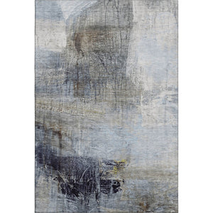 HomeRoots 5' x 8' Sky Blue & Gray Abstract Area Rug - Washable, UV-Protected, Durable for Homes with Kids & Pets 718414