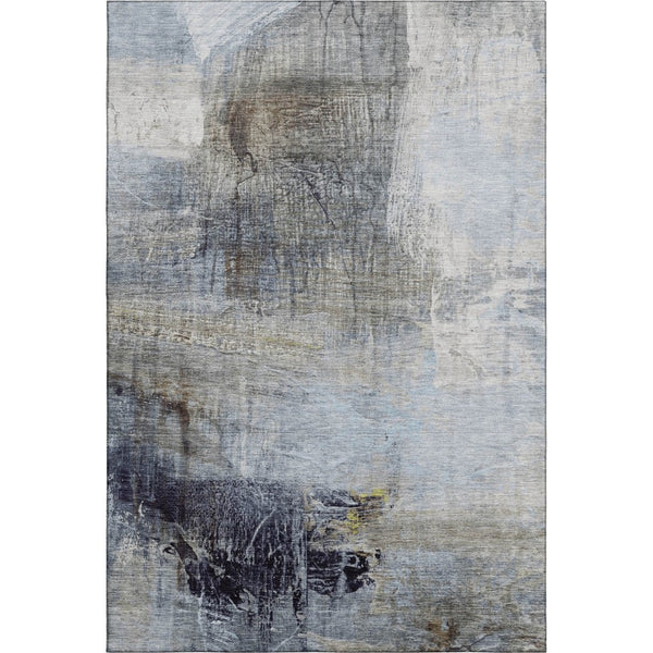 HomeRoots 5' x 8' Sky Blue & Gray Abstract Area Rug - Washable, UV-Protected, Durable for Homes with Kids & Pets 718414