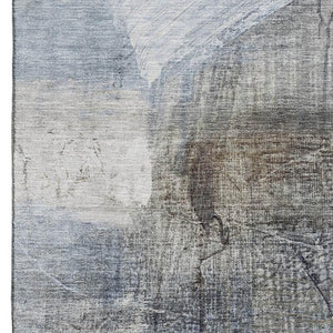 HomeRoots 5' x 8' Sky Blue & Gray Abstract Area Rug - Washable, UV-Protected, Durable for Homes with Kids & Pets 718414