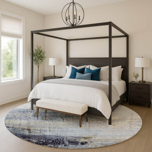 HomeRoots 8' X 10' Sky Blue and Gray Abstract Area Rug - Durable, Washable, UV Protected for Modern Spaces 718416