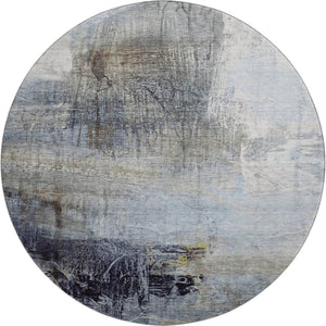 HomeRoots 8' X 10' Sky Blue and Gray Abstract Area Rug - Durable, Washable, UV Protected for Modern Spaces 718416