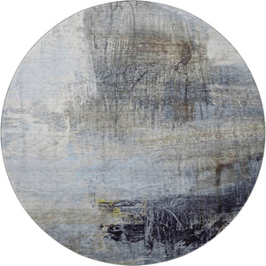 HomeRoots 8' X 10' Sky Blue and Gray Abstract Area Rug - Durable, Washable, UV Protected for Modern Spaces 718416