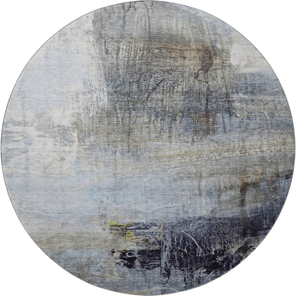 HomeRoots 8' X 10' Sky Blue and Gray Abstract Area Rug - Durable, Washable, UV Protected for Modern Spaces 718416