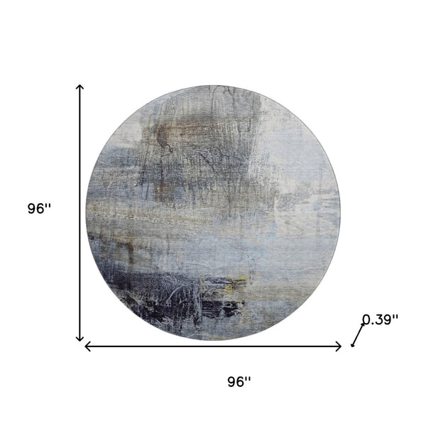 HomeRoots 8' X 10' Sky Blue and Gray Abstract Area Rug - Durable, Washable, UV Protected for Modern Spaces 718416