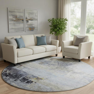 HomeRoots 8' X 10' Sky Blue and Gray Abstract Area Rug - Durable, Washable, UV Protected for Modern Spaces 718416