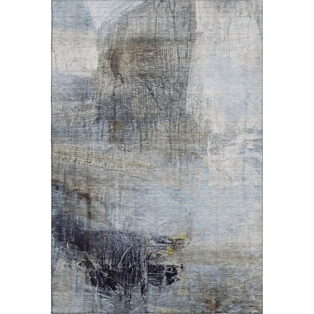 HomeRoots 9' X 12' Sky Blue Gray Abstract Area Rug - Washable, UV Protected, Durable for High-Traffic Homes 718417