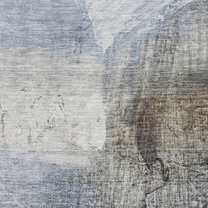 HomeRoots 9' X 12' Sky Blue Gray Abstract Area Rug - Washable, UV Protected, Durable for High-Traffic Homes 718417