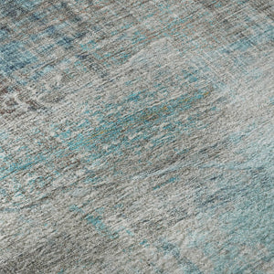 HomeRoots 5' Teal and Ivory Abstract Area Rug - Washable, UV Protected, Durable for Family Living Spaces 718420