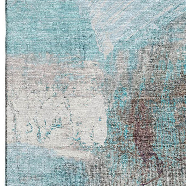 HomeRoots 10' Teal and Ivory Abstract Area Rug – Washable, UV Protected, Durable Design for Busy Homes 718424