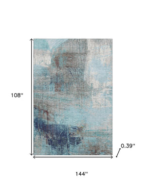 HomeRoots 10' Teal and Ivory Abstract Area Rug – Washable, UV Protected, Durable Design for Busy Homes 718424