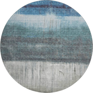 HomeRoots 8' X 10' Blue And Ivory Abstract Washable Area Rug - Durable, UV-Protected, Modern Style for Any Room 718428