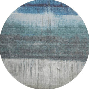 HomeRoots 8' X 10' Blue And Ivory Abstract Washable Area Rug - Durable, UV-Protected, Modern Style for Any Room 718428
