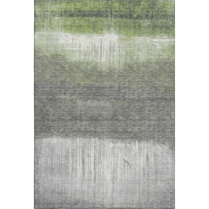 HomeRoots 8' Fern Green and Gray Abstract Washable Round Rug with UV Protection for Stylish, Easy Care Living 718433