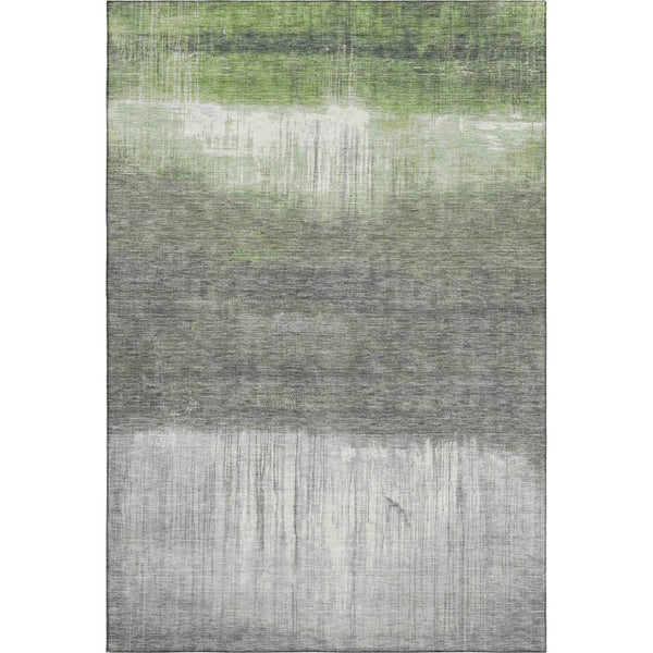 HomeRoots 8' Fern Green and Gray Abstract Washable Round Rug with UV Protection for Stylish, Easy Care Living 718433