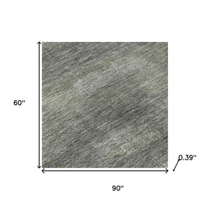 HomeRoots 8' Fern Green and Gray Abstract Washable Round Rug with UV Protection for Stylish, Easy Care Living 718433