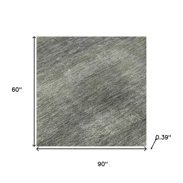 HomeRoots 8' Fern Green and Gray Abstract Washable Round Rug with UV Protection for Stylish, Easy Care Living 718433