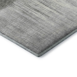 HomeRoots 8' Fern Green and Gray Abstract Washable Round Rug with UV Protection for Stylish, Easy Care Living 718433