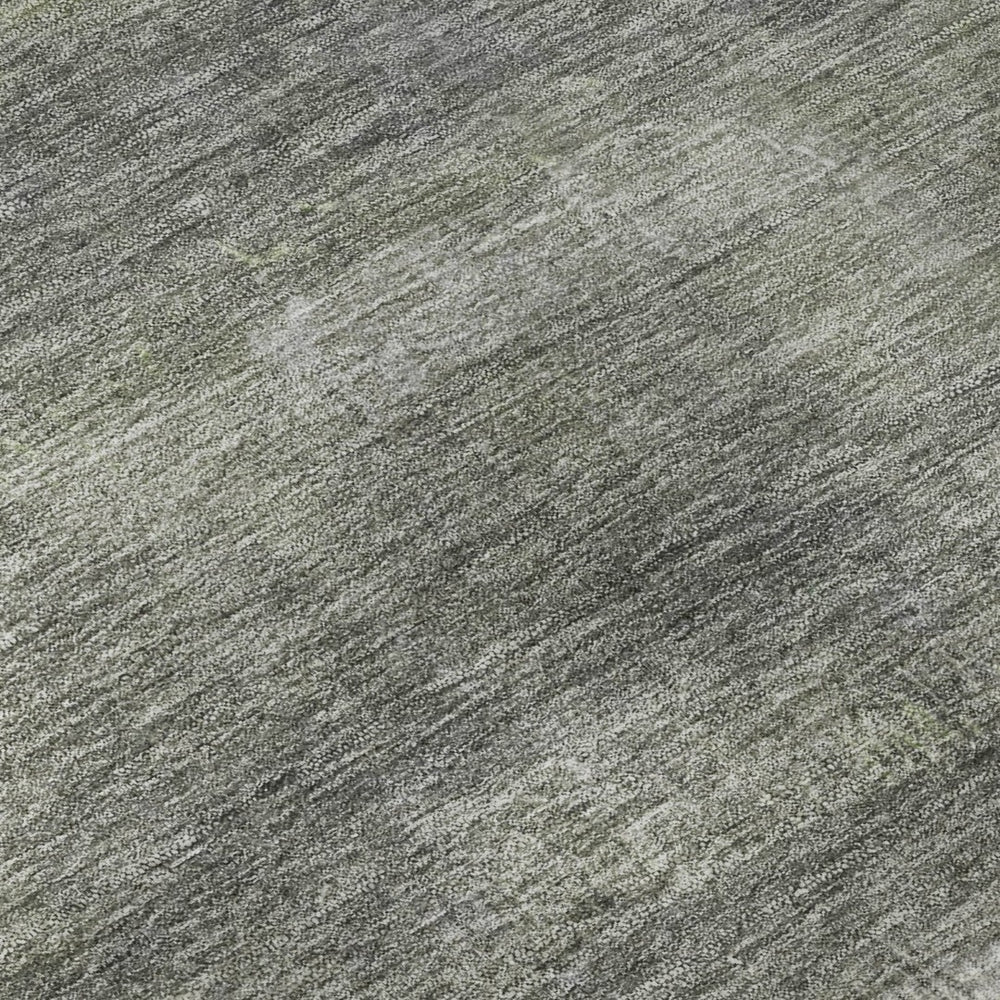 HomeRoots 8' Fern Green and Gray Abstract Washable Round Rug with UV Protection for Stylish, Easy Care Living 718433