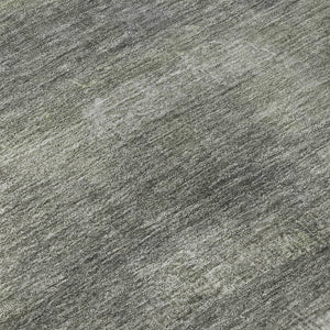HomeRoots 8' Fern Green and Gray Abstract Washable Round Rug with UV Protection for Stylish, Easy Care Living 718433